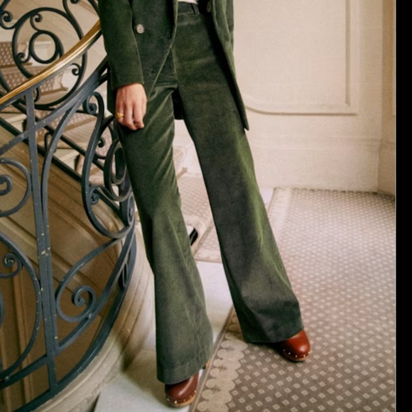 Matheo Trousers Sézane velvet green size 42/ US 10 new with tag - Picture 1 of 2